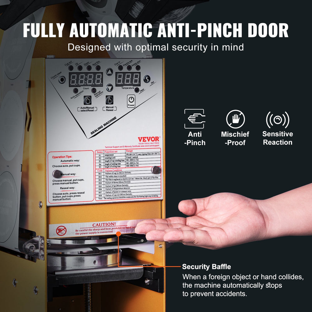 VEVOR Fully Automatic Cup Sealing Machine (Gold) - feature image 5
