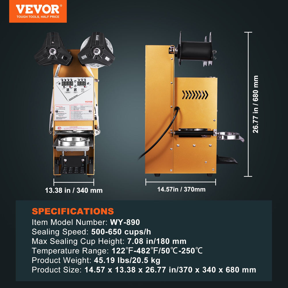 VEVOR Fully Automatic Cup Sealing Machine (Gold) - feature image 6