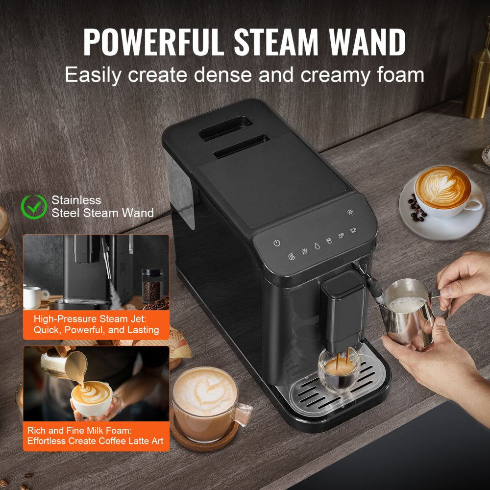 VEVOR Automatic Espresso Machine - powerful stainless steel steam wand for dense and creamy foam