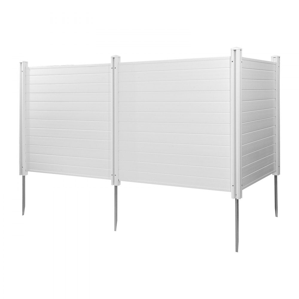VEVOR 3 Panels Outdoor Privacy Screen, 50 x 50 in Air Conditioner Fence with 27.6 in Ground Stakes, Pool Equipment Enclosure, Horizontal Vinyl Privacy Fence, Ideal for Trash Can and A/C Units, White