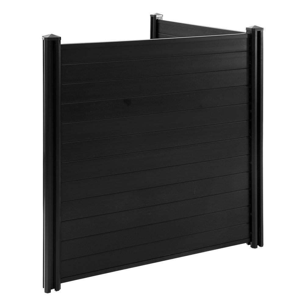 VEVOR 2 Panels Outdoor Privacy Screen, 48 x 48 in Air Conditioner Fence with 27.6 in Ground Stakes, Pool Equipment Enclosure, Horizontal Vinyl Privacy Fence, Ideal for Trash Can and A/C Units, Black