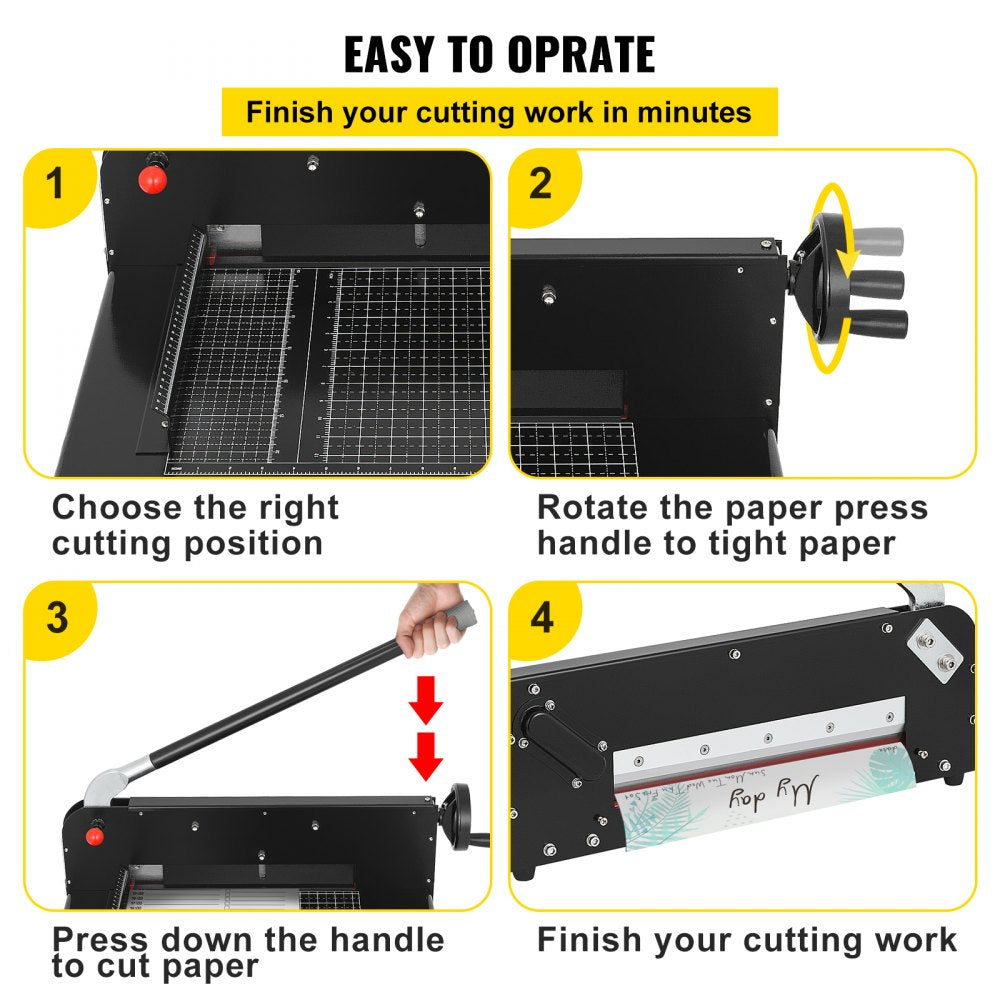 VEVOR Paper Cutter 12Inch A4 Commercial Heavy Duty Paper Cutter 300 Sheets 45HRC Hardness Stack Cutter Metal Base Desktop Stack Cutter for Home Office (A4)