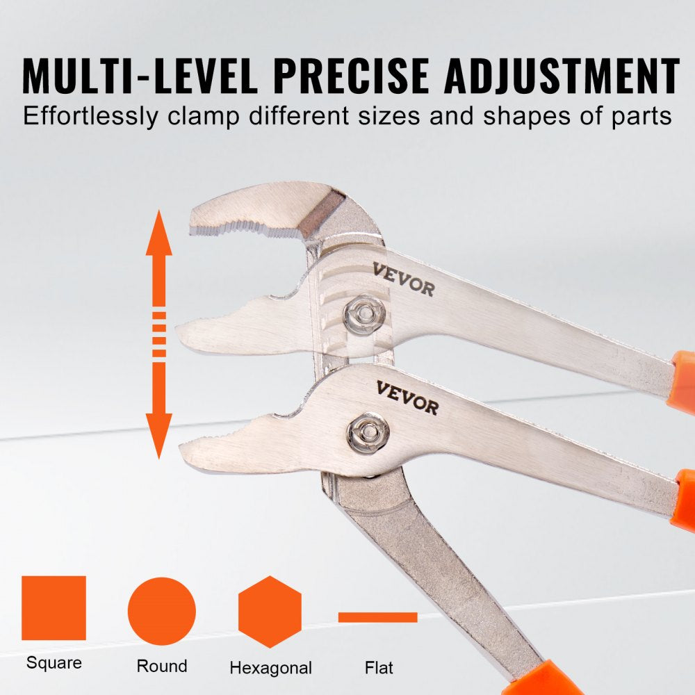 VEVOR 3-Piece Groove Joint Pliers Set, 12/10/8 inch, Heat-Treated High Carbon Steel Water Pump Pliers, Button Quick Adjustable Pliers for Home Repair, Gripping, Nuts, Bolts, Pipes, Fittings
