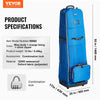 VEVOR Golf Travel Bag, Outdoors Soft-Sided Golf Travel Cover, Heavy Duty 1200D Polyester Oxford Wear-Resistant Waterproof, Padded Luggage Case with Wheels, Foldable Golf Club Storage Bag for Airline