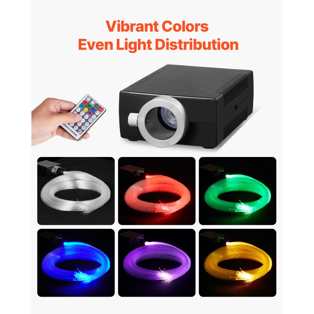 VEVOR Starlight Headliner Kit, 150 pcs 0.03 in 6.5 ft, 16W Fiber Optic Star Ceiling Lights for Car, Bluetooth APP, Remote Control, Sound Activated, RGBW Light Engine, for Home Bed Room Decoration