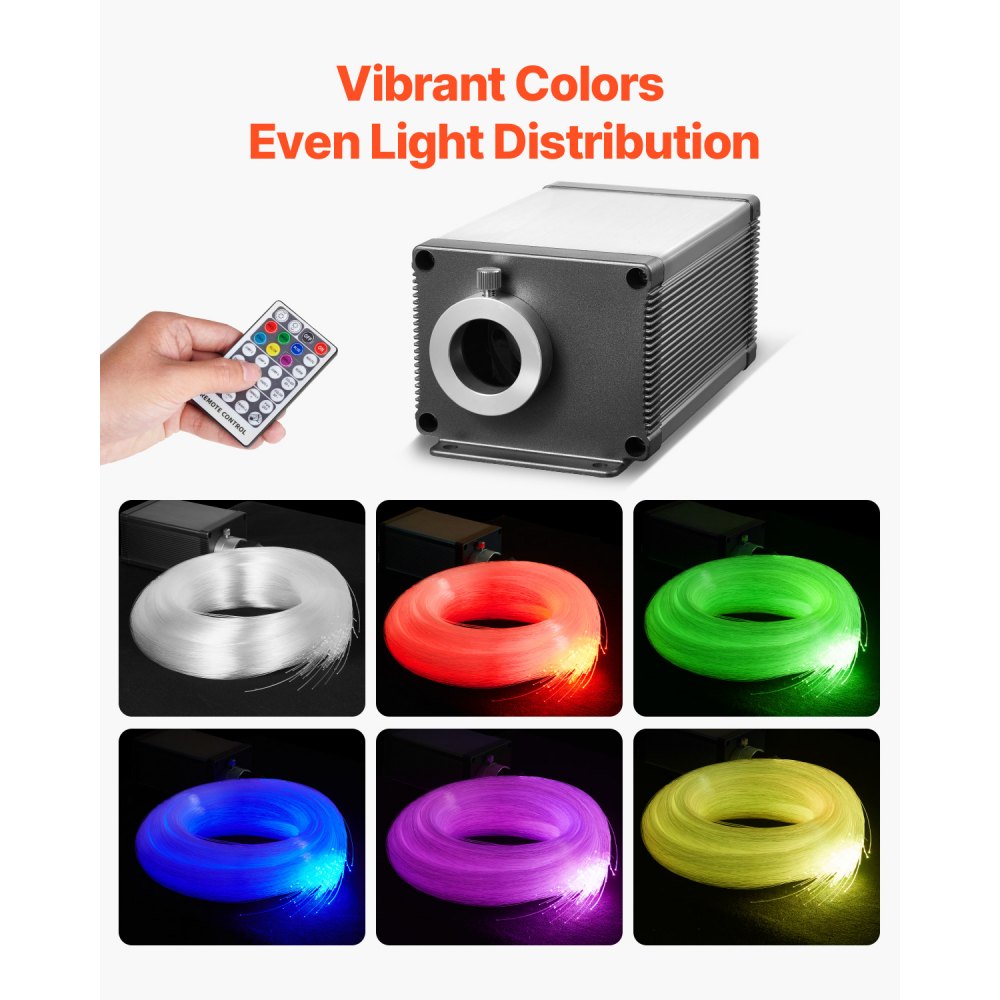 VEVOR Starlight Headliner Kit, 550 pcs 0.03 in 9.8 ft, 16W Twinkle Fiber Optic Star Ceiling Lights for Car, Bluetooth APP, Remote Control, Sound Activated, RGBW Light Engine, for Home Bed Room Decor