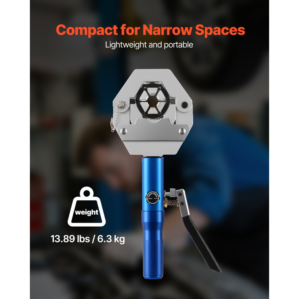 VEVOR Hydraulic Hose Crimper, Hydra-Krimp AC Hose Crimper Kit with 7 Dies Snap-On, Integral Manual Hydraulic A/C Hoses Crimping Tool for Automotive & Air Conditioning Repair - with Carrying Case