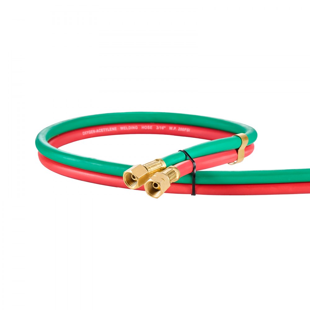 VEVOR Oxygen Acetylene Hose, 1/4-Inch x 25FT Oxy Acetylene Hose with 9/16"-18 LH/RH B Fittings, R Grade Welding Torch Twin Hose with 300PSI Maximum Working Pressure for Cutting Soldering Brazing