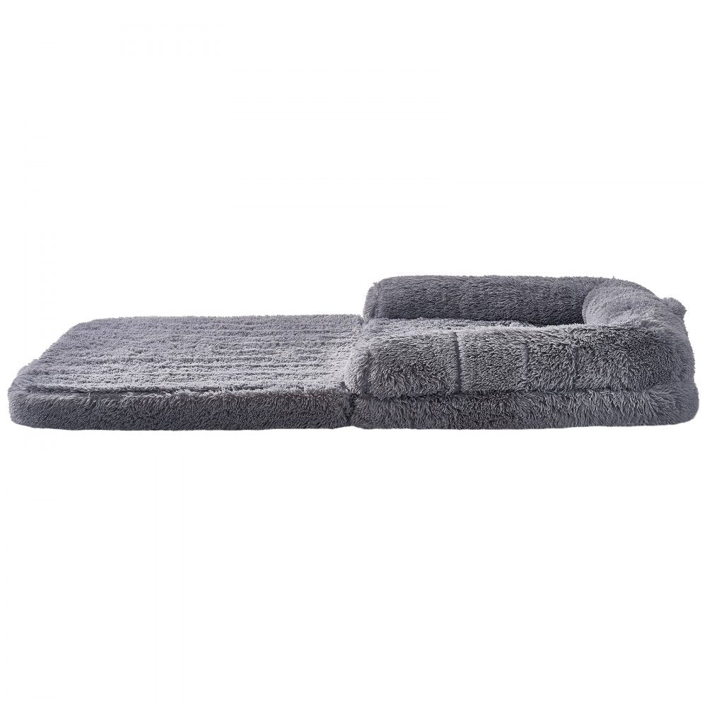 VEVOR Human Dog Bed, 72" x48"x10" Giant Human Dog Bed for Adults and Pets, Human Size Dog Bed with Washable PV Velvet Cover, Egg Orthopedic Foam, Storage Pocket, for You and Pet, Grey