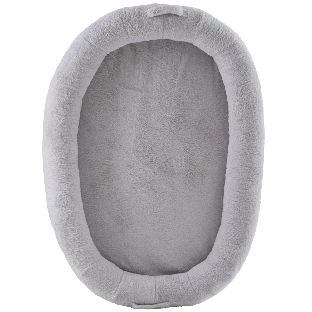 VEVOR Human Dog Bed, 72" x48"x10" Human Dog Bed for Adult, Human Size Dog Bed with Washable Faux Rabbit Fur Cover, Egg Orthopedic Foam, Storage Pocket, Large Dog Bean Bed, Light Grey