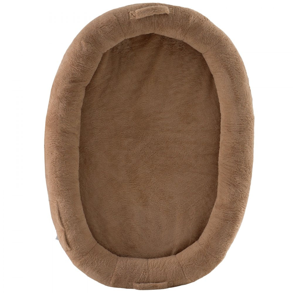VEVOR Human Dog Bed, 72" x48"x10" Human Dog Bed for Adult, Human Size Dog Bed with Washable Faux Rabbit Fur Cover, Egg Orthopedic Foam, Storage Pocket, Large Dog Bean Bed, Brown