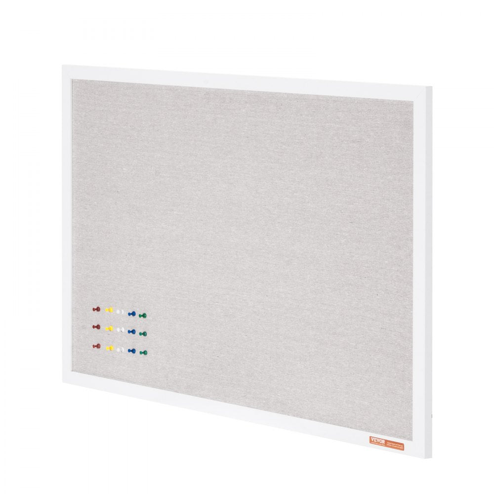 VEVOR 36"x24" White Cork Board with Linen Surface – Stylish Wall-Mounted Bulletin Board for Home, School, Office – Elegant & Functional Noticeboard