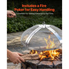 VEVOR Fire Pit Spark Screen, 19 inch Round, Stainless Steel Mesh Cover Lid, for Outdoor, Patio, Backyard, Camping, Party, with Handle and Poker, High Temperature Tolerant, Help Block Sparks, Silver