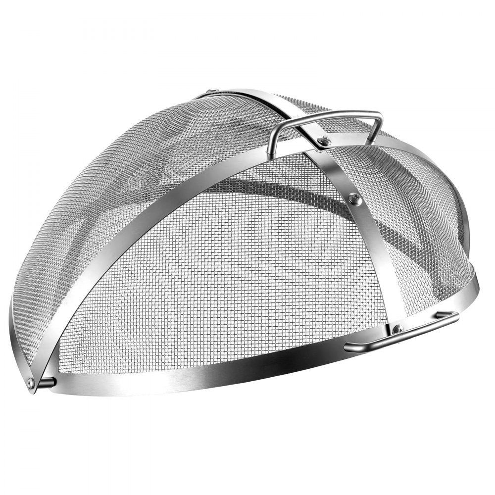 VEVOR Fire Pit Spark Screen, 19 inch Dome, Stainless Steel Mesh Cover Lid, for Outdoor, Patio, Backyard, Camping, Party, with Handles and Poker, High Temperature Tolerant, Help Block Sparks, Silver