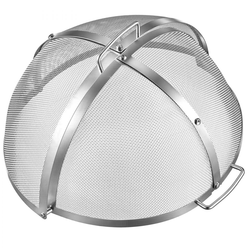 VEVOR Fire Pit Spark Screen, 19 inch Dome, Stainless Steel Mesh Cover Lid, for Outdoor, Patio, Backyard, Camping, Party, with Handles and Poker, High Temperature Tolerant, Help Block Sparks, Silver