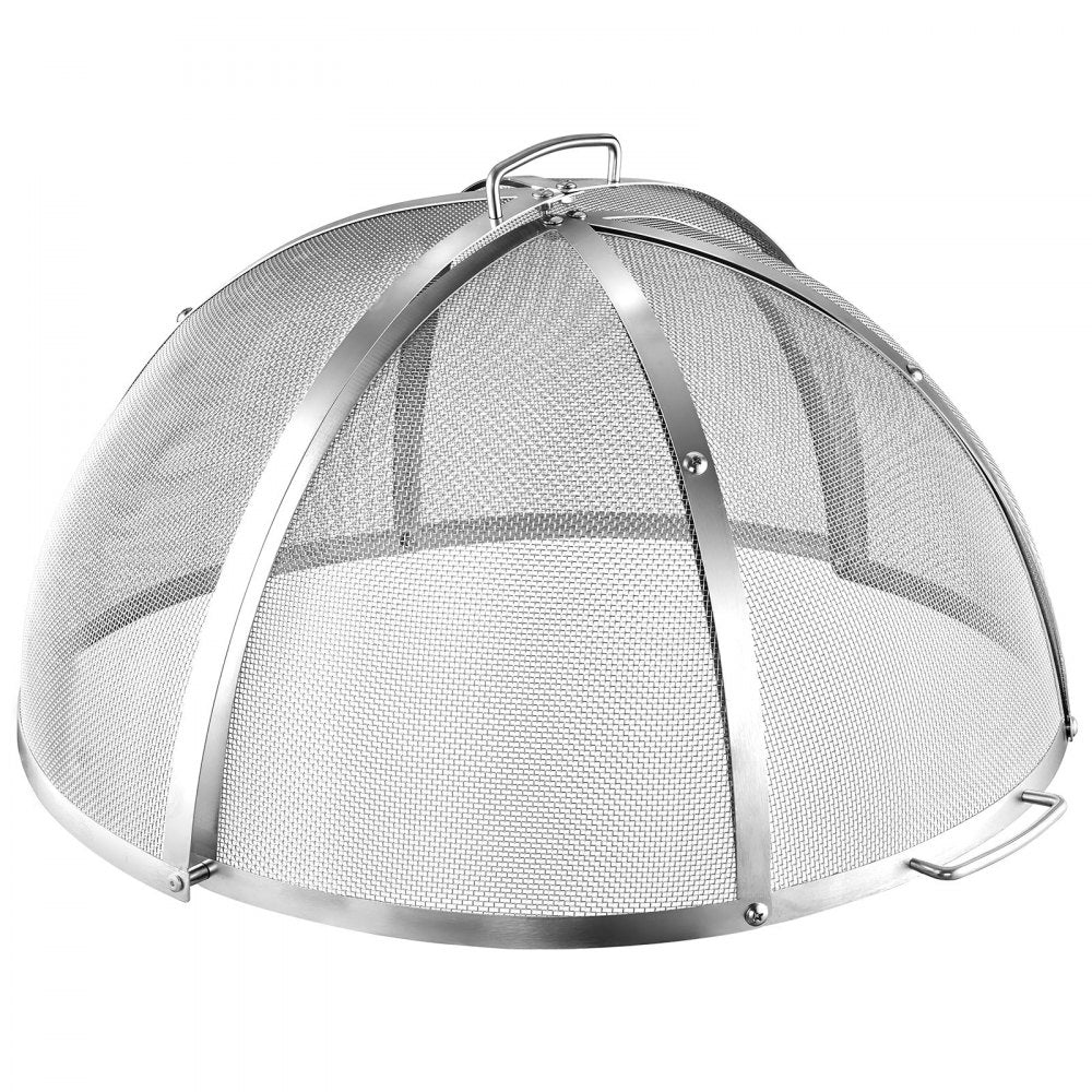 VEVOR Fire Pit Spark Screen, 26 inch Dome, Stainless Steel Mesh Cover Lid, for Outdoor, Patio, Backyard, Camping, Party, with Handles and Poker, High Temperature Tolerant, Help Block Sparks, Silver