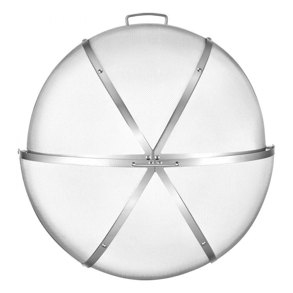 VEVOR Fire Pit Spark Screen, 30 inch Dome, Stainless Steel Mesh Cover Lid, for Outdoor, Patio, Backyard, Camping, Party, with Handles and Poker, High Temperature Tolerant, Help Block Sparks, Silver