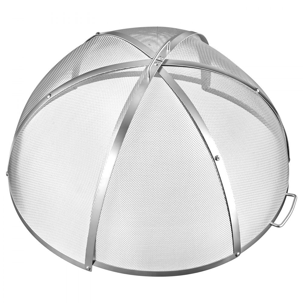 VEVOR Fire Pit Spark Screen, 30 inch Dome, Stainless Steel Mesh Cover Lid, for Outdoor, Patio, Backyard, Camping, Party, with Handles and Poker, High Temperature Tolerant, Help Block Sparks, Silver
