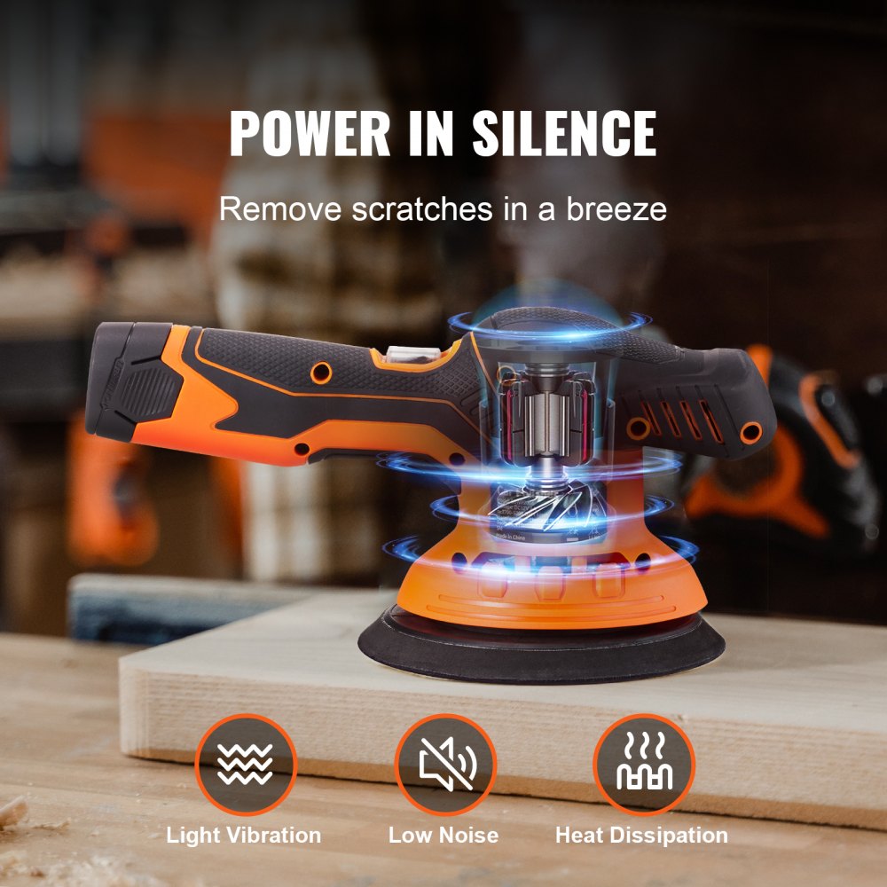 VEVOR Cordless Buffer Polisher, with 2PCS 12V 4.0Ah Lithium Batteries, 6-inch Cordless Car Buffer Polisher Waxer 6 Variable Speed 5200RPM, 4 Polishing Pads for Car Detailing, Sanding, Polishing, Waxin