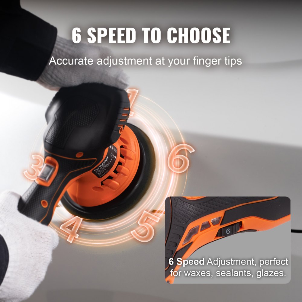 VEVOR Cordless Buffer Polisher, with 2PCS 12V 4.0Ah Lithium Batteries, 6-inch Cordless Car Buffer Polisher Waxer 6 Variable Speed 5200RPM, 4 Polishing Pads for Car Detailing, Sanding, Polishing, Waxin