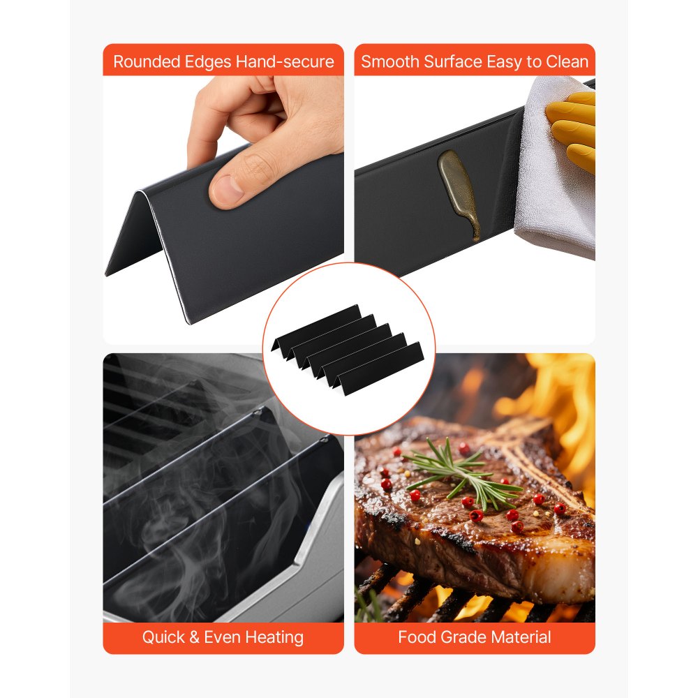 VEVOR Flavorizer Bars, 15 inch Grill Replacement Part, for Weber Spirit I & II 300 Series Grills, Including Spirit E-310, ll S-310, ll E-320, Porcelain-enameled Steel Thicker Heat Plate, 5 Pack