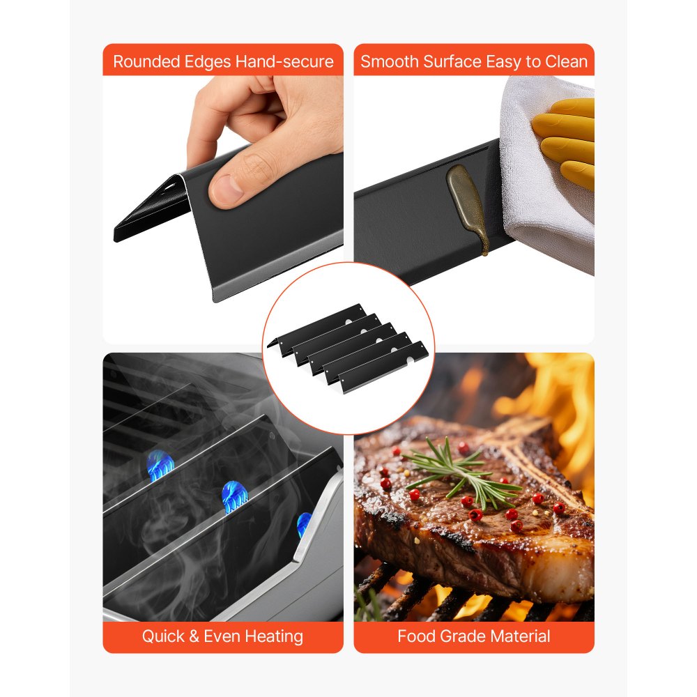 VEVOR Flavorizer Bars and Heat Deflectors, 17 in Grill Replacement Part, for Weber Genesis ll 310 315 335 340, E/S 325s, ES/SX 325s, E/S 335, EX/SX/EPX-335 Grills, Porcelain-enameled Steel, 8 Pack