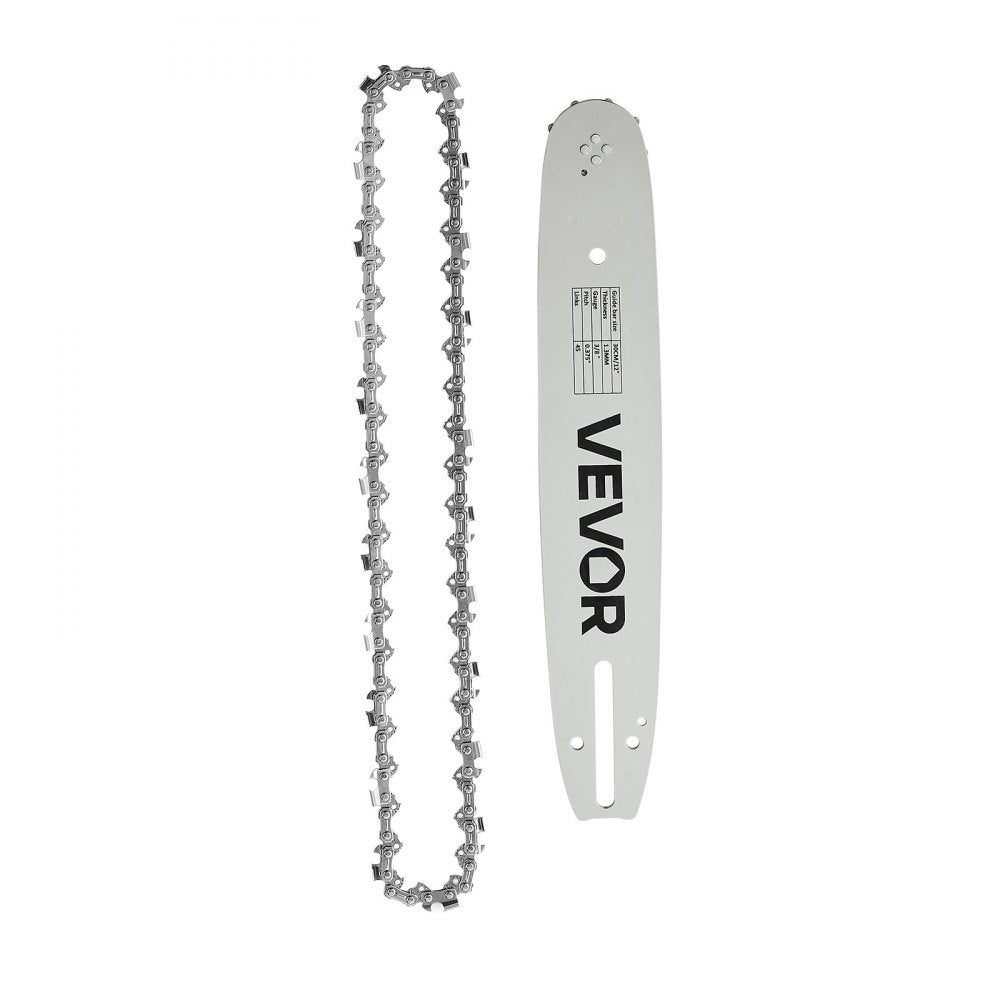 VEVOR Bar & Chainsaw Chain Combo 12" 3/8" Pitch 3/8" Gauge 45 Drive Links, Fits VEVOR CN-25 Gas Chainsaw, Forged Alloy Steel, Replacement Guide Bar & Saw Chain with Sharp Cutter Teeth & Tie Straps