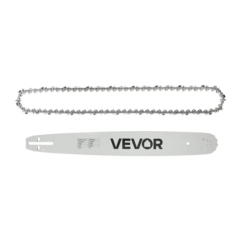 VEVOR Bar & Chainsaw Chain Combo 20" .325" Pitch .058" Gauge 76 Drive Links, Fits VEVOR CN-52G / CN-58G / CN-62G Gas Chainsaw, Alloy Steel, Replacement Guide Bar & Saw Chain with Sharp Cutter Teeth