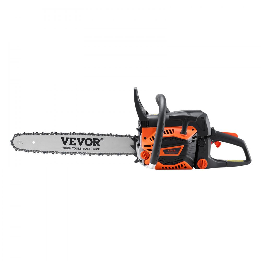 VEVOR Gas Chainsaw, 52CC 18" 2.55HP, Gasoline Powered Chain Saw, Handheld Cordless Petrol Chainsaws for Tree Wood Branch Cutting, Tree Trimming, Land Clearing, Farm Garden Ranch Forest Cutting Use