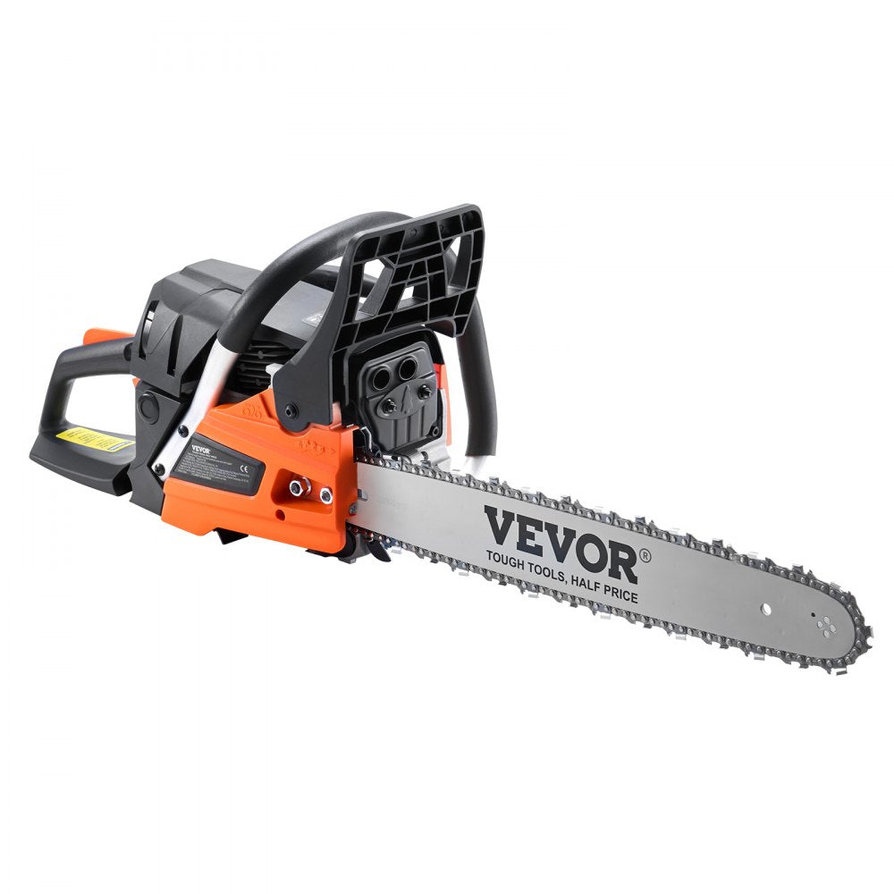 VEVOR Gas Chainsaw, 52CC 18" 2.55HP, Gasoline Powered Chain Saw, Handheld Cordless Petrol Chainsaws for Tree Wood Branch Cutting, Tree Trimming, Land Clearing, Farm Garden Ranch Forest Cutting Use