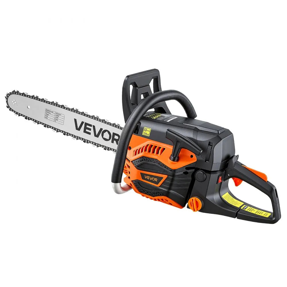VEVOR Gas Powered Chainsaw 18 Inch 52CC 2.55HP 2 Stroke Engine Gas Chainsaw, for Wood Cutting, Tree Trimming & Land Clearing, Throttle-Synced Choke, Power Chain Saw with Non-Slip Handle & Dual Tanks