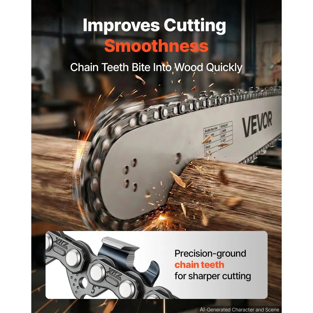 VEVOR Gas Powered Chainsaw 20 Inch 58CC 3.22HP 2 Stroke Engine Gas Chainsaw, for Wood Cutting, Tree Trimming & Land Clearing, Throttle-Synced Choke, Power Chain Saw with Non-Slip Handle & Dual Tanks