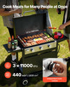 VEVOR 3-burner propane griddle - cooking area and BTU highlights