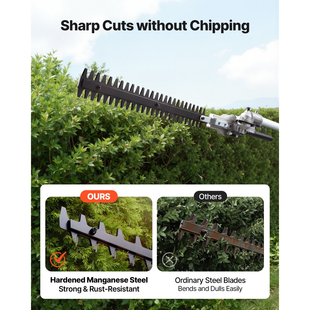 VEVOR Gas Hedge Trimmer, 2 Cycle Gas Power Handheld Hedge Trimmer, 4-in-1 26cc Weed Eater with Protective Gear Set, Includes Hedge and String Trimmer, Edger, Brush Cutter, for Trimming Shrubs & Bushes