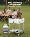 VEVOR 6-Pan Commercial Propane Steam Table, LP Gas Outdoor Soup Warmer with Drain Valve and 3" Wheels, Stainless Steel Propane Food Warmer with Adjustable Temperature, for Restaurant Outdoor Camping