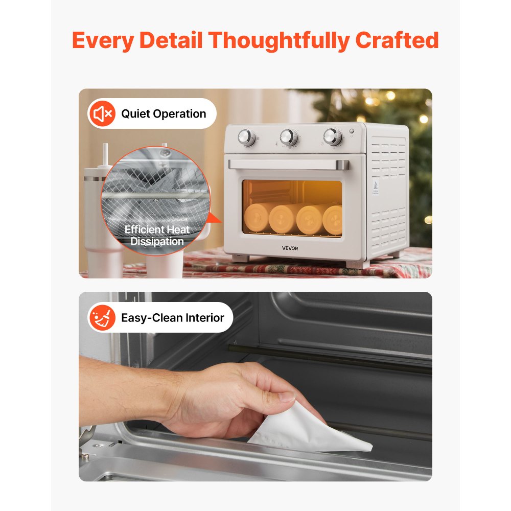 VEVOR Sublimation Oven Machine, 26 Qt, Fits 40oz Tumblers, with 1 Heat Air Gun, 50 Shrink Films, 1 Tape and 2 Heat Gloves, 360° Turbo Convection for Sublimation Blank Tumblers, Mugs, Bowls, Off-White