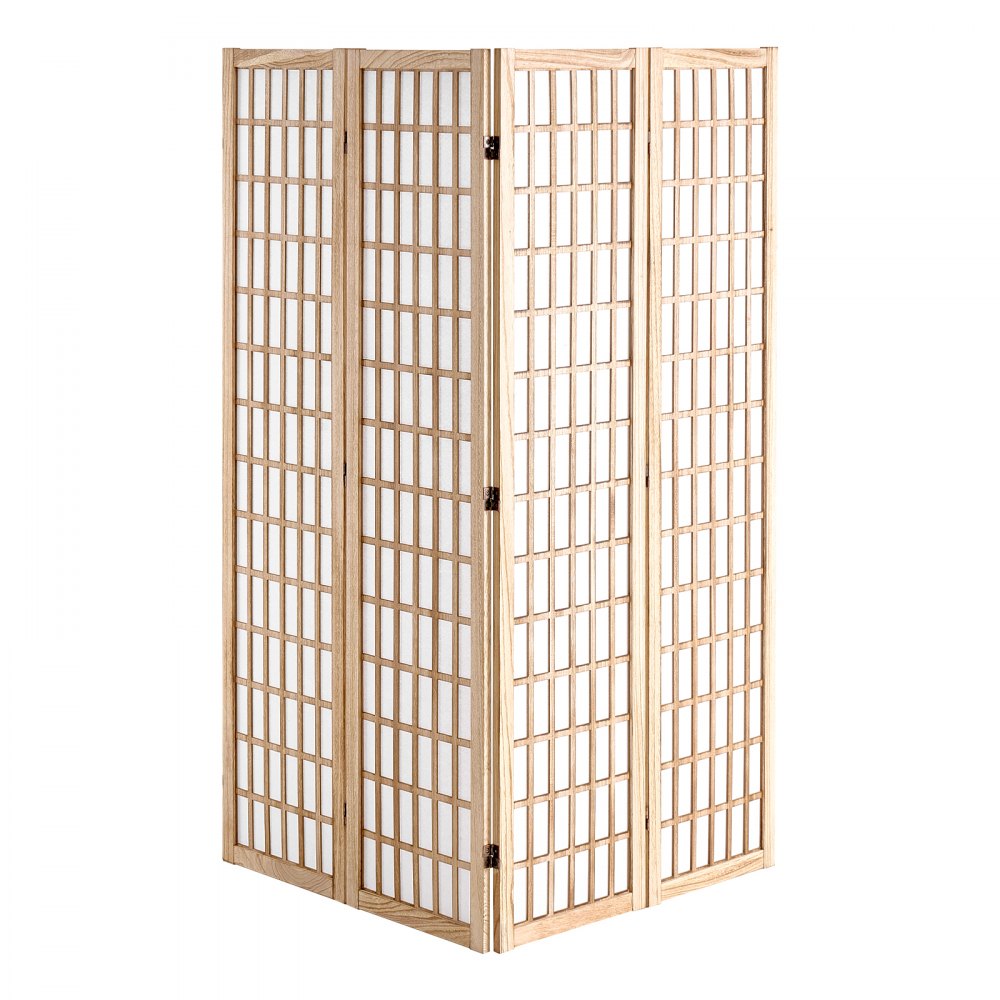 VEVOR Room Divider, 4 Panel Japanese Room Divider, Folding Privacy Screen Indoor, Portable Partition Dividers and Decoration Screens, for Room Separation, Home, Office, Restaurant & Bedroom (Natural)