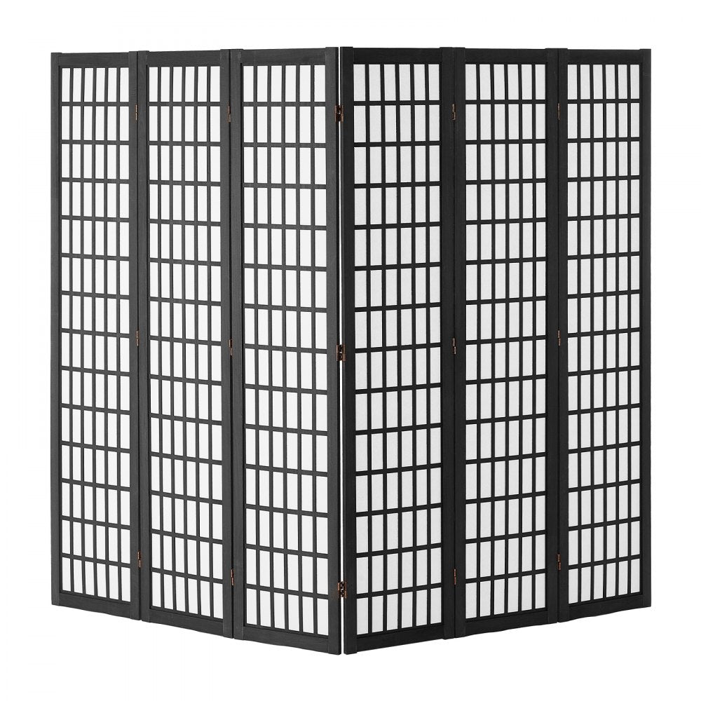 VEVOR Room Divider, 6 Panel Japanese Room Divider, Folding Privacy Screen Indoor, Portable Partition Dividers and Decoration Screens, for Room Separation, Home, Office, Restaurant & Bedroom (Black)