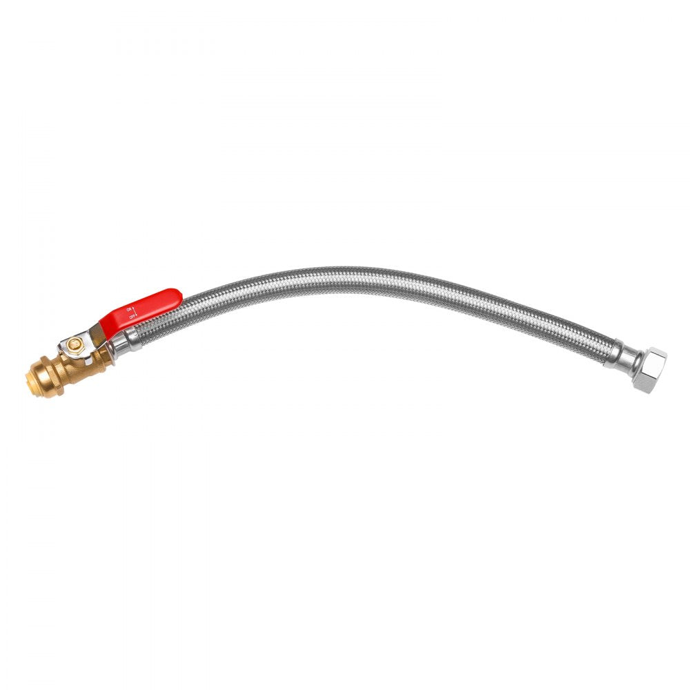 VEVOR Water Heater Kit, Push-Fit Valve Flexible Water Heater Connector with 3/4" FIP x 1/2" PTC Ball Valve, Stainless Steel Braided Waters Heaters Supply Line for Bathroom, Kitchen, Laundry Room
