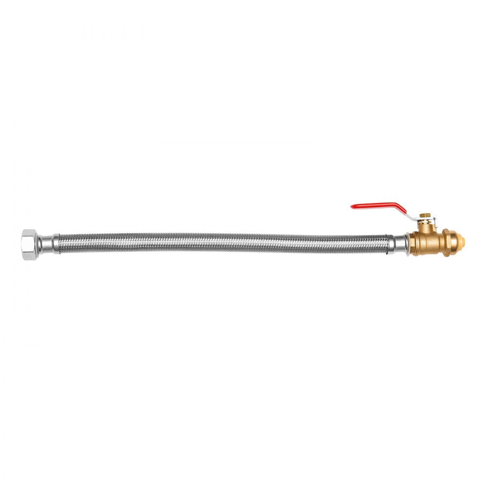 VEVOR Water Heater Kit, Push-Fit Valve Flexible Water Heater Connector with 3/4" FIP x 1/2" PTC Ball Valve, Stainless Steel Braided Waters Heaters Supply Line for Bathroom, Kitchen, Laundry Room