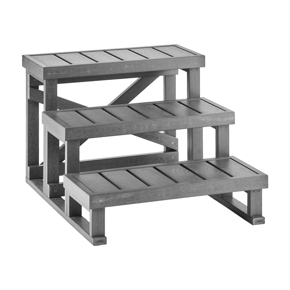 VEVOR Hot Tub Steps 3-Step Spa Stairs 27.5 in Wide Step Ladder Outdoor, 350 lbs Capacity, Sturdy HIPS Plastic, Non-Slip Foot Pads, Easy Assembly, Stable Access for Pool, RV, Home Patio and Backyard