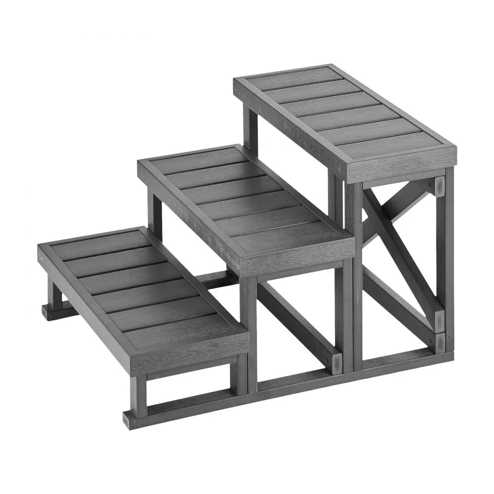 VEVOR Hot Tub Steps 3-Step Spa Stairs 27.5 in Wide Step Ladder Outdoor, 350 lbs Capacity, Sturdy HIPS Plastic, Non-Slip Foot Pads, Easy Assembly, Stable Access for Pool, RV, Home Patio and Backyard