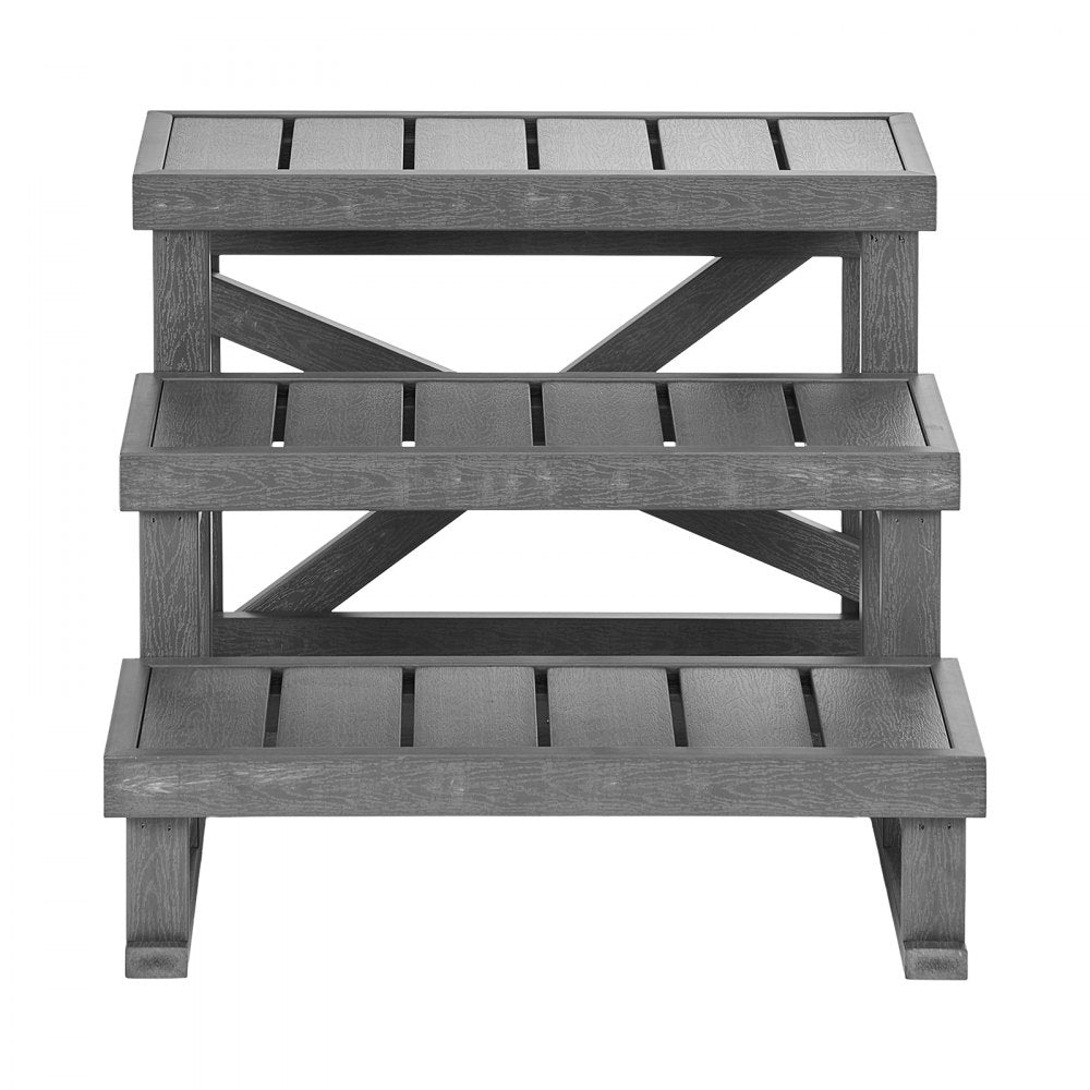 VEVOR Hot Tub Steps 3-Step Spa Stairs 27.5 in Wide Step Ladder Outdoor, 350 lbs Capacity, Sturdy HIPS Plastic, Non-Slip Foot Pads, Easy Assembly, Stable Access for Pool, RV, Home Patio and Backyard