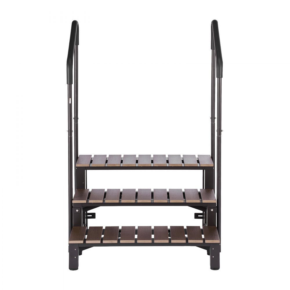 VEVOR Hot Tub Steps with Handrail 3-Step Spa Outdoor Stairs 550lbs Capacity, 32.3in Wide Step, Steel & Plastic, Easy Assembly, Non-Slip Step Ladder for Above-Ground/Inflatable Pool, RV,Patio,Deck