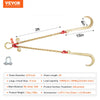 VEVOR G80 V Bridle Chain, 5/16" x 2' Towing Chain Bridle with 15" J Hooks and Grab Hooks, Heavy Duty Transport Tow Chain Bridle with 10800 lbs Safe Working Load for Flatbed Truck Wrecker Recovery