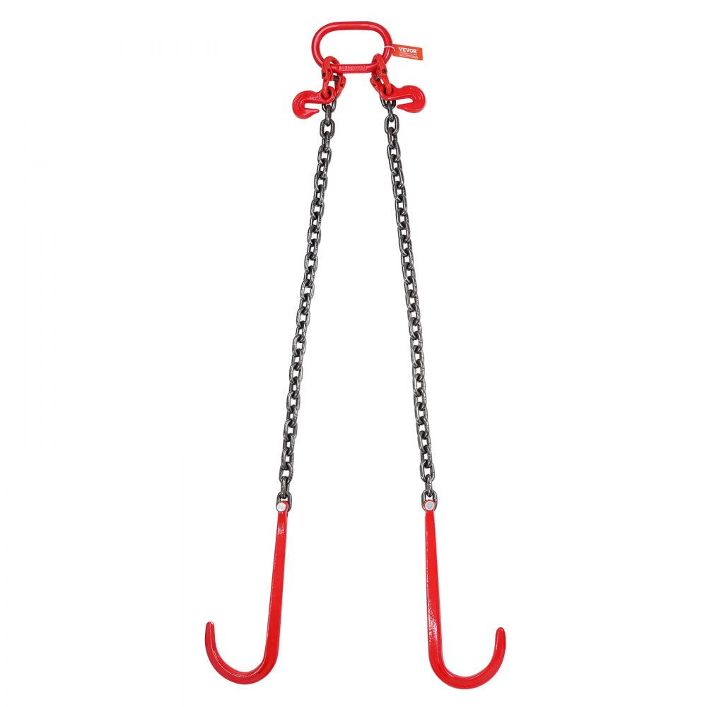 VEVOR G80 V Bridle Chain, 3/8" x 3' Towing Chain Bridle with 15" J Hooks and Grab Hooks, Heavy Duty Transport Tow Chain Bridle with 7800 lbs Safe Working Load for Flatbed Trailer Wrecker Recovery