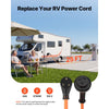 VEVOR 30 Amp 25 Feet RV Power Cord, 125V 3750W, Heavy Duty 10/3 Gauge STW Generator Cord, NEMA TT-30P to NEMA L5-30R, with Twist Lock, Indicator Light, Grip Handle, 15A Adapter, for RV Trailer, Orange