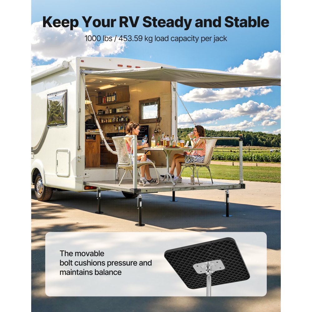 VEVOR RV Slide Out Support Jack, 2 PCS Camper Slide-Out Leveling Jack, Powder-Coated Steel Support Jacks for RV, Camper, Travel Trailer, Supports Up to 1000lbs, Adjustable from 21.3 inch to 48 inch