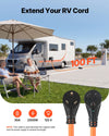 VEVOR 30 Amp 100 Feet RV Extension Cord, 125V 2500W, Heavy Duty 10/3 Gauge STW RV Power Cord, NEMA TT-30P to NEMA TT-30R, with Power Indicator, Cord Organizer, 15A Adapter, for Camper Travel Trailer