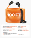 VEVOR 30 Amp 100 Feet RV Extension Cord, 125V 2500W, Heavy Duty 10/3 Gauge STW RV Power Cord, NEMA TT-30P to NEMA TT-30R, with Power Indicator, Cord Organizer, 15A Adapter, for Camper Travel Trailer